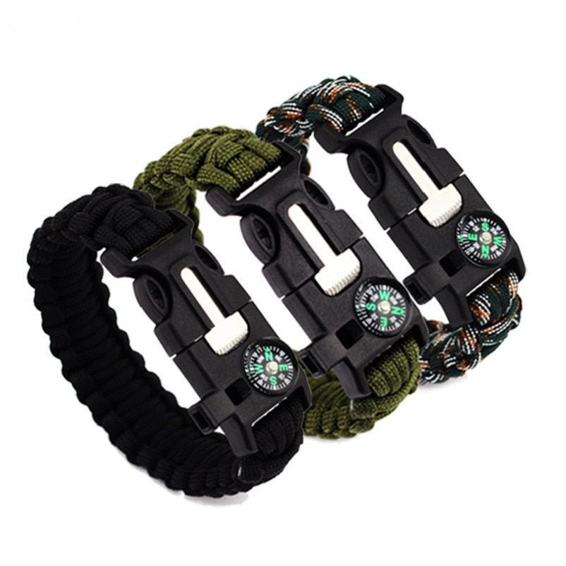 Bracelet de Survie en Paracorde Tressée Multifonctionnelle Avec Sifflet Boussole et Racloir D'Extérieur Kiaan - Mon Bracelet Homme