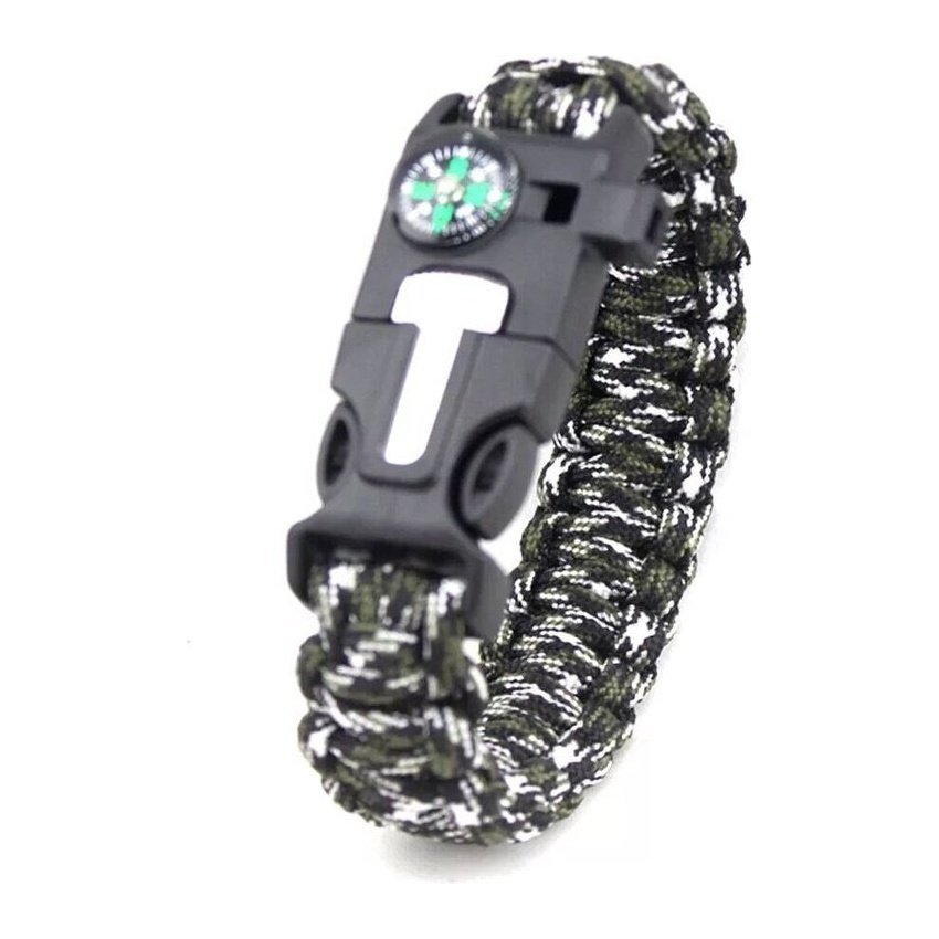 Bracelet de Survie en Paracorde Tressée Multifonctionnelle Avec Sifflet Boussole et Racloir D'Extérieur Omar - Mon Bracelet Homme