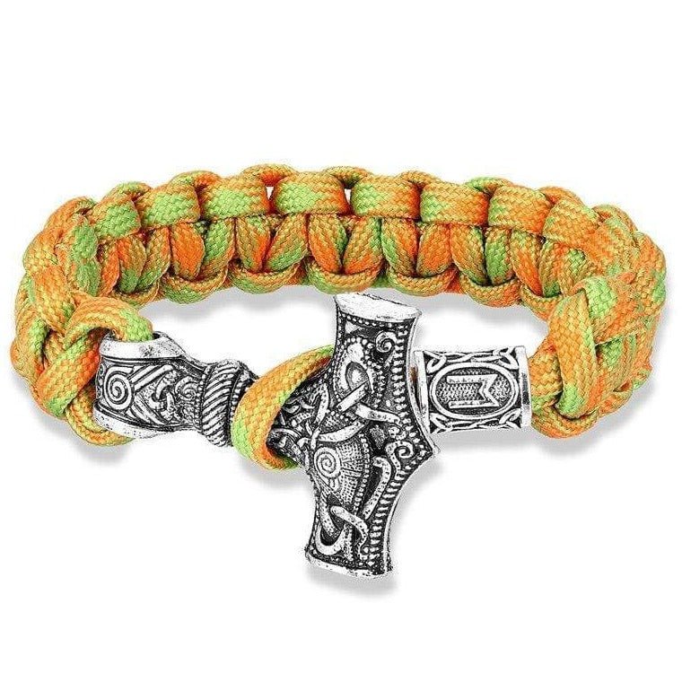 Bracelet de Survie Marteau de Thor Paracorde Orange et Verte - Mon Bracelet Homme