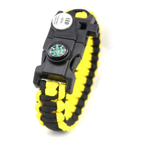 Bracelet de Survie Noir et Jaune en Paracorde Avec Sifflet Boussole et Lumière Lukas - Mon Bracelet Homme