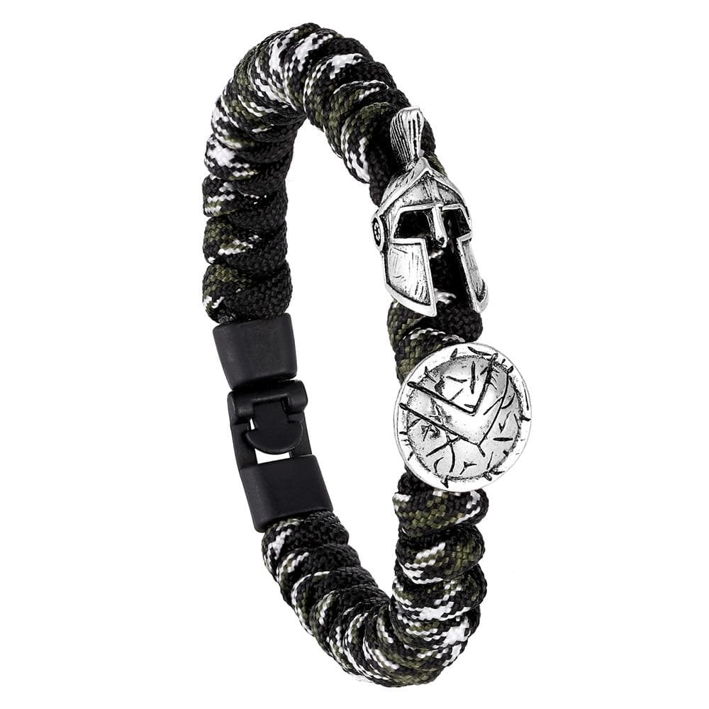 Bracelet de Survie Paracorde Camouflage Forêt : Gladiateur Argent - Mon Bracelet Homme