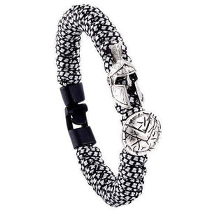 Bracelet de Survie Paracorde Noire et Blanche : Gladiateur Argent - Mon Bracelet Homme