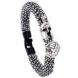 Bracelet de Survie Paracorde Noire et Blanche : Gladiateur Argent