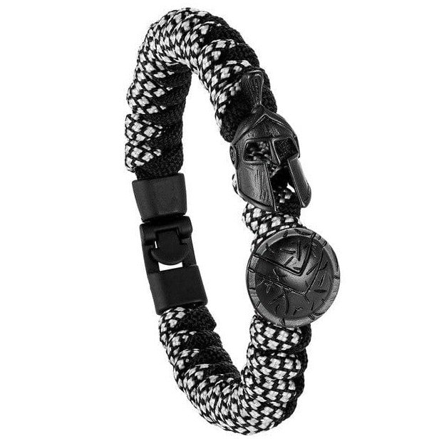 Bracelet de Survie Paracorde Noire et Blanche : Gladiateur Noir - Mon Bracelet Homme