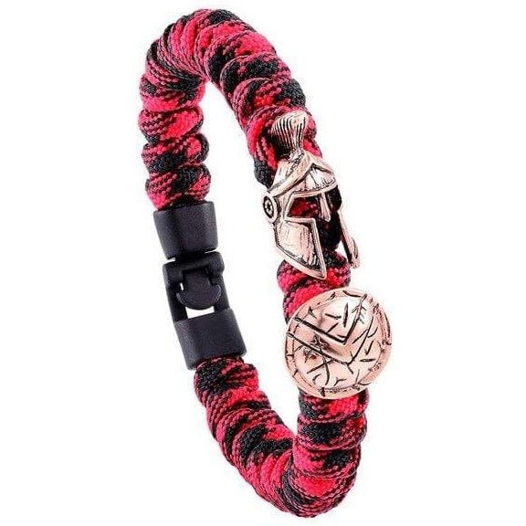 Bracelet de Survie Paracorde Rouge et Noire : Gladiateur Bronze - Mon Bracelet Homme