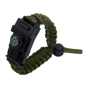 Bracelet de Survie Réglable en Paracorde Avec Lumière LED Sifflet et Boussole Crew - Mon Bracelet Homme