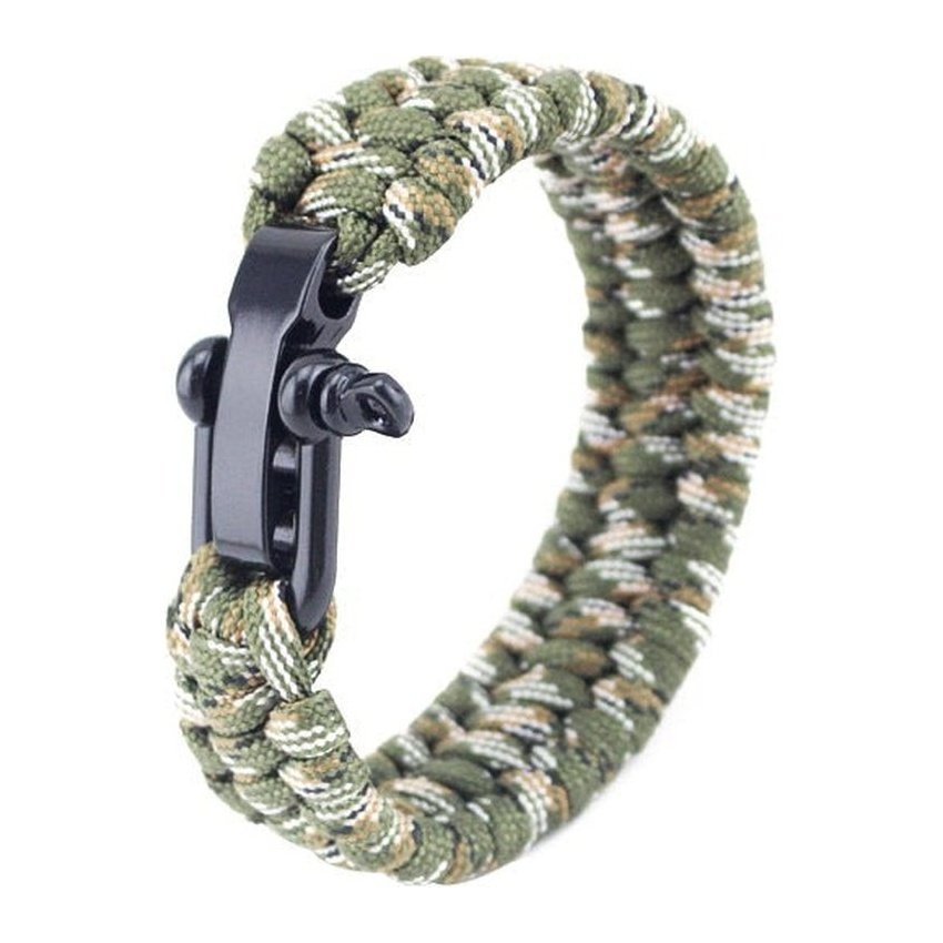 Bracelet de Survie Tressé en Paracorde Est en Acier Inoxydable Avec Manille Andres - Mon Bracelet Homme