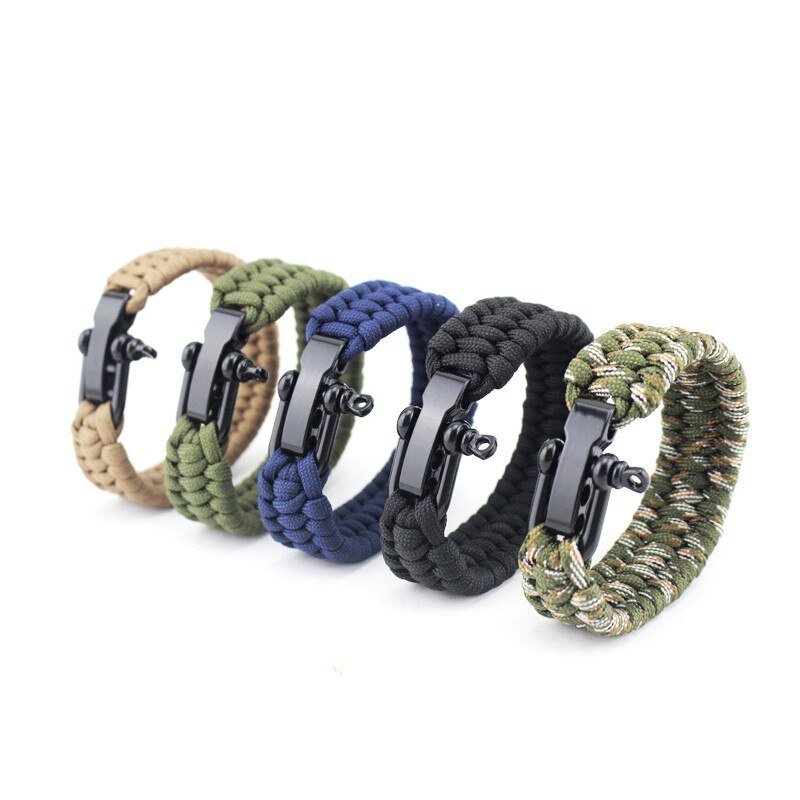 Bracelet de Survie Tressé en Paracorde Est en Acier Inoxydable Avec Manille Carmelo - Mon Bracelet Homme