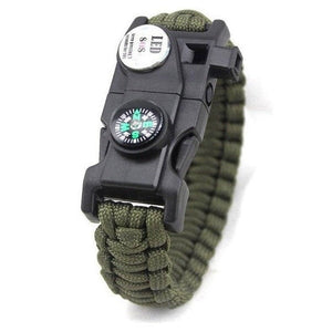 Bracelet de Survie Vert en Paracorde Tressée Avec Sifflet Boussole et Lumière Alonso - Mon Bracelet Homme