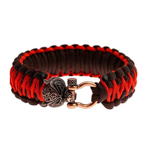 Bracelet de Survie Viking en Paracorde Avec Une Tête D'Ours Rouge - Mon Bracelet Homme