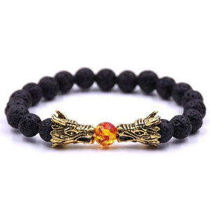 Bracelet Dragon Homme Pierre de Lave en Perle - Mon Bracelet Homme