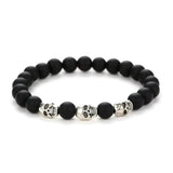 Bracelet Élastique avec Tête de Mort en Pierre - Mon Bracelet Homme