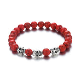 Bracelet Élastique avec Tête de Mort en Pierre - Mon Bracelet Homme