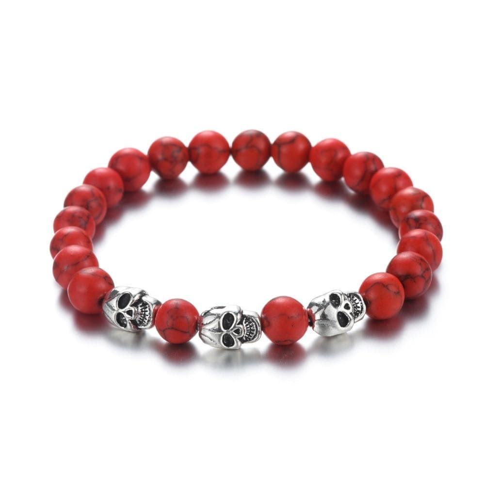 Bracelet Élastique avec Tête de Mort en Pierre - Mon Bracelet Homme