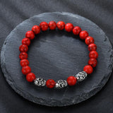 Bracelet Élastique avec Tête de Mort en Pierre - Mon Bracelet Homme
