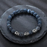 Bracelet Élastique avec Tête de Mort en Pierre - Mon Bracelet Homme