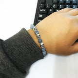 Bracelet Élastique avec Tête de Mort en Pierre - Mon Bracelet Homme