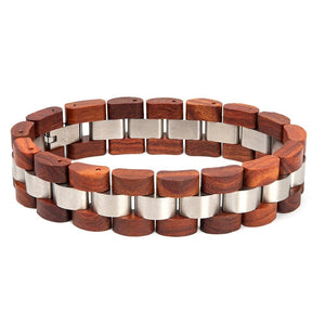 Bracelet en Bois de Couleur Marron et Argentée pour Homme - Mon Bracelet Homme