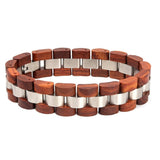 Bracelet en Bois de Couleur Marron et Argentée pour Homme