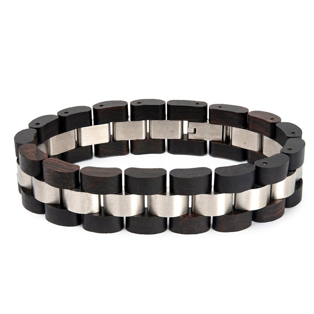 Bracelet en Bois de Couleur Noire et Argentée pour Homme - Mon Bracelet Homme