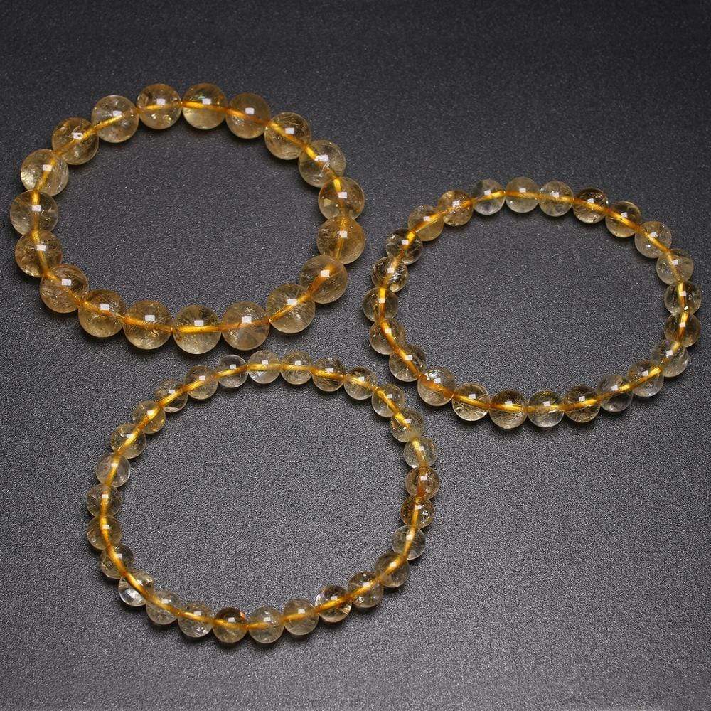 Bracelet En Citrine Naturelle Jaune 10mm pour Homme - Mon Bracelet Homme