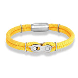 Bracelet en Corde Jaune Avec Maillon Chaîne de Moto Kobe