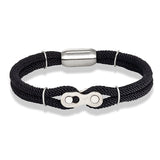 Bracelet en Corde Noir Avec Maillon Chaîne de Moto Lukas