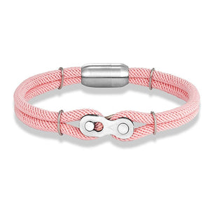 Bracelet en Corde Rose Avec Maillon Chaîne de Moto Yehuda - Mon Bracelet Homme