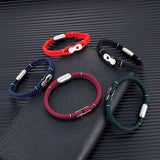 Bracelet en Corde Rouge Avec Maillon Chaîne de Moto Colten - Mon Bracelet Homme