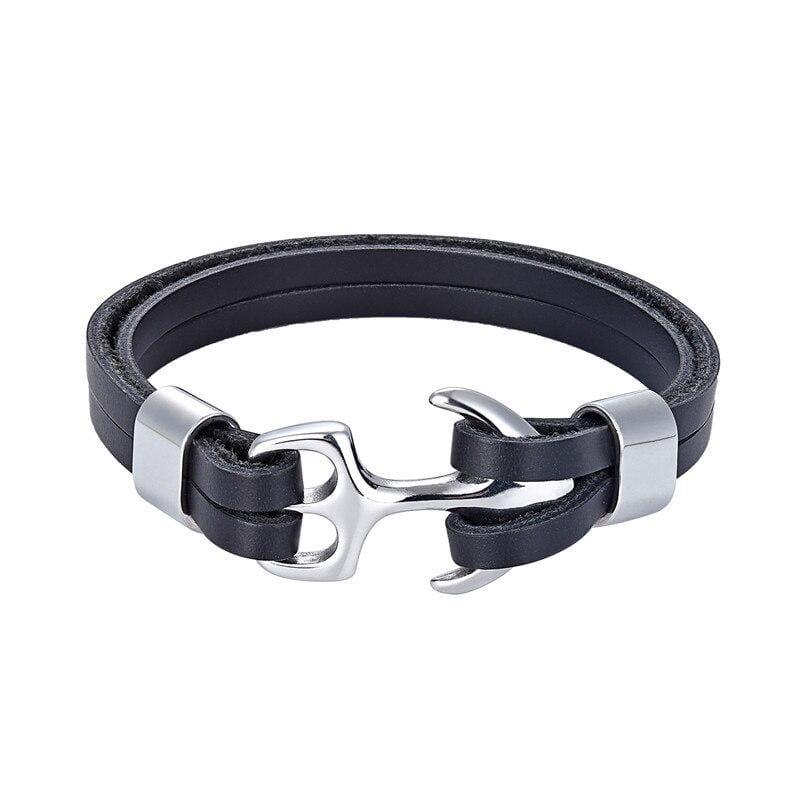 Bracelet en Cuir avec Ancre Or - Mon Bracelet Homme