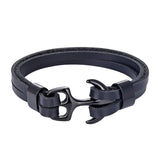 Bracelet en Cuir avec Ancre Or - Mon Bracelet Homme