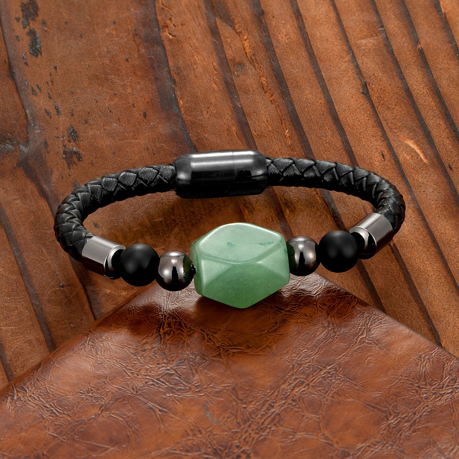 Bracelet En Cuir Avec Pierre De Jade Sylas pour Homme - Mon Bracelet Homme