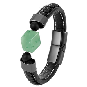 Bracelet En Cuir Avec Pierre De Jade Truett pour Homme - Mon Bracelet Homme