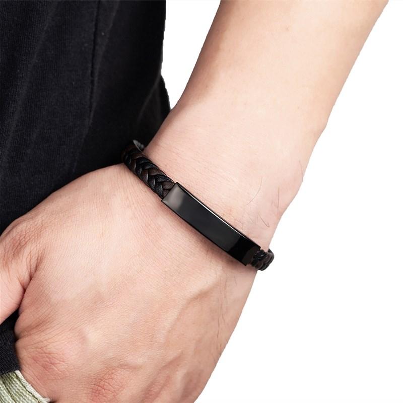 Bracelet En Cuir Véritable Décontracté Pour Homme - Mon Bracelet Homme