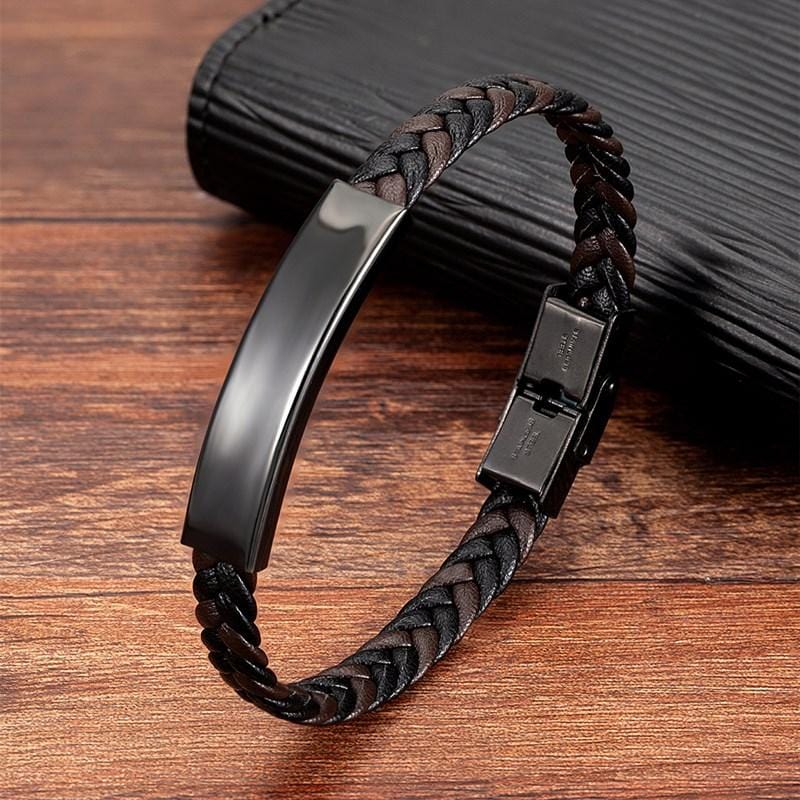 Bracelet En Cuir Véritable Décontracté Pour Homme - Mon Bracelet Homme