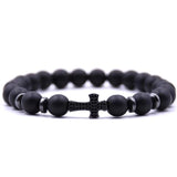 Bracelet en Perles avec une Croix Homme en Pierre