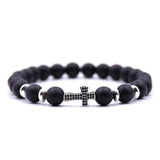 Bracelet en Perles avec une Croix Homme en Pierre - Mon Bracelet Homme