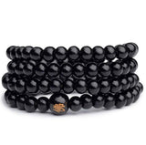 Bracelet en Perles de Bois Noire Pour Homme