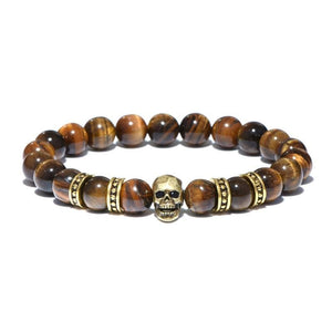 Bracelet en Perles Tête de mort Vintage en Pierre - Mon Bracelet Homme
