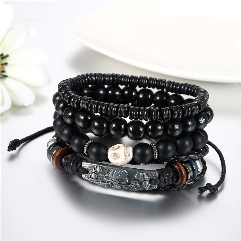 Bracelet Fantaisie Tête De Mort en Perles - Mon Bracelet Homme
