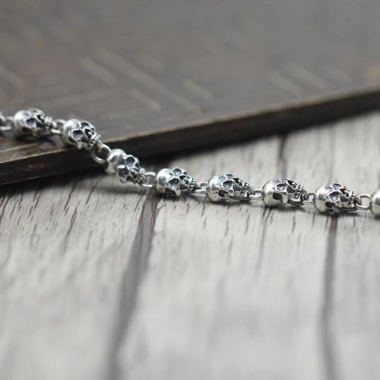 Bracelet Fin Tête De Mort en Argent Homme - Mon Bracelet Homme