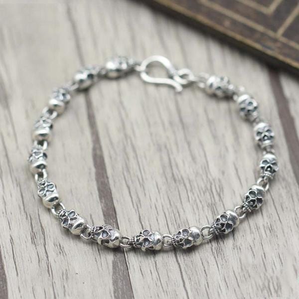 Bracelet Fin Tête De Mort en Argent Homme - Mon Bracelet Homme