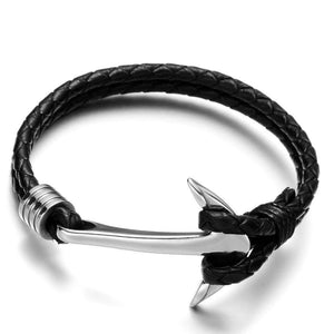 Bracelet Grande Ancre Homme en Cuir - Mon Bracelet Homme