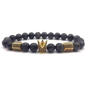 Bracelet Gris avec Couronne en Perle - Mon Bracelet Homme