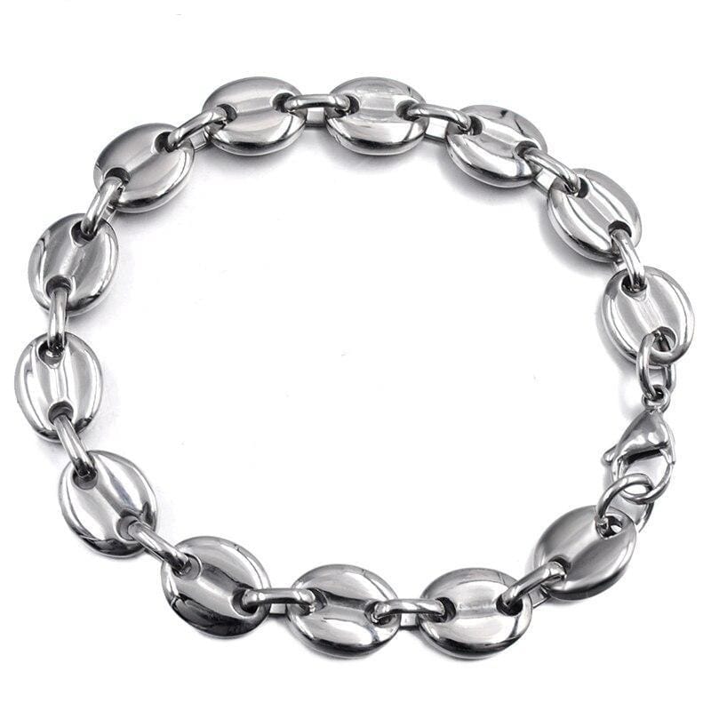 Bracelet Gros Grain de Café Argent - Mon Bracelet Homme