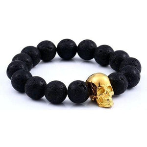 Bracelet Grosse Perle Tête de Mort en Pierre - Mon Bracelet Homme