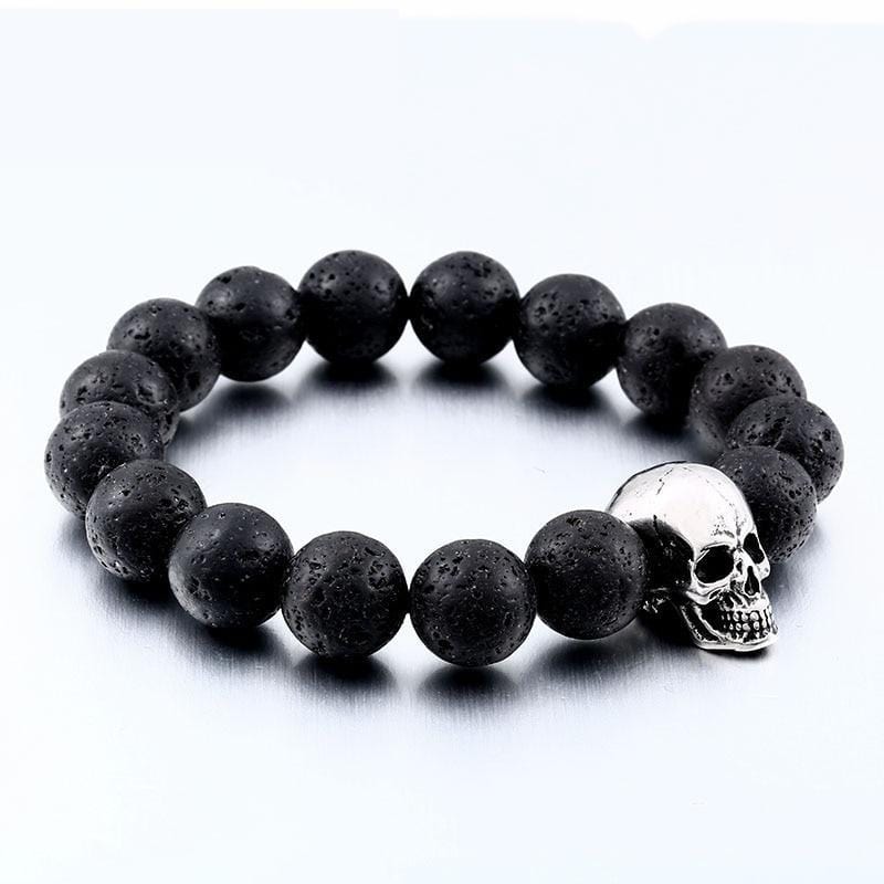 Bracelet Grosse Perle Tête de Mort en Pierre - Mon Bracelet Homme