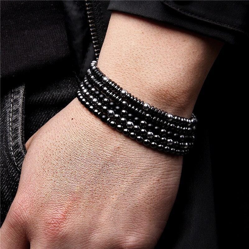 Bracelet Hématite Pierre Naturelle 4Mm Forrest pour Homme en Perles - Mon Bracelet Homme
