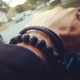Bracelet Homme à la Mode en Pierre de Lave en Perle - Mon Bracelet Homme