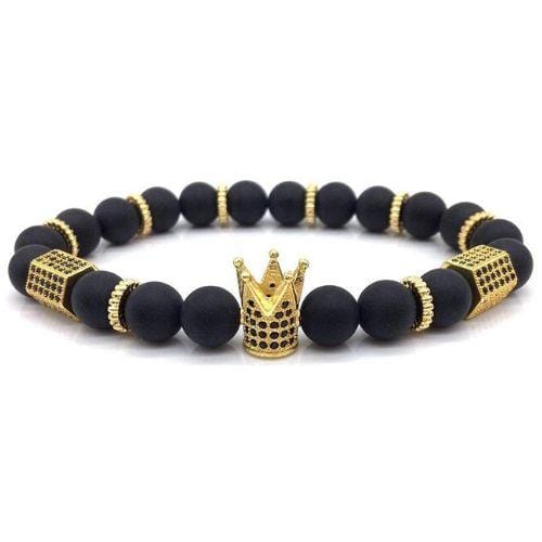 Bracelet Homme avec Couronne de couleur Or en Pierre - Mon Bracelet Homme